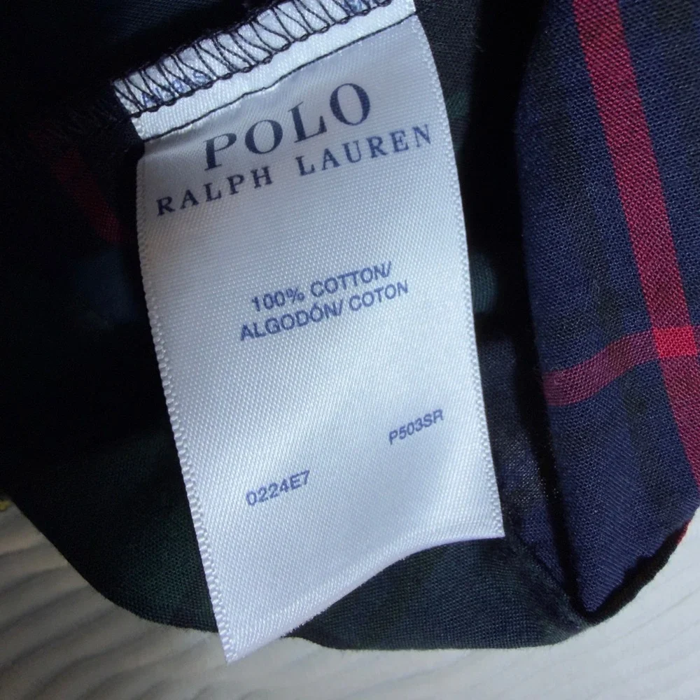 Polo Ralph Lauren Tartan Plaid Sleepwear Blue Green S/M no sash bath robe